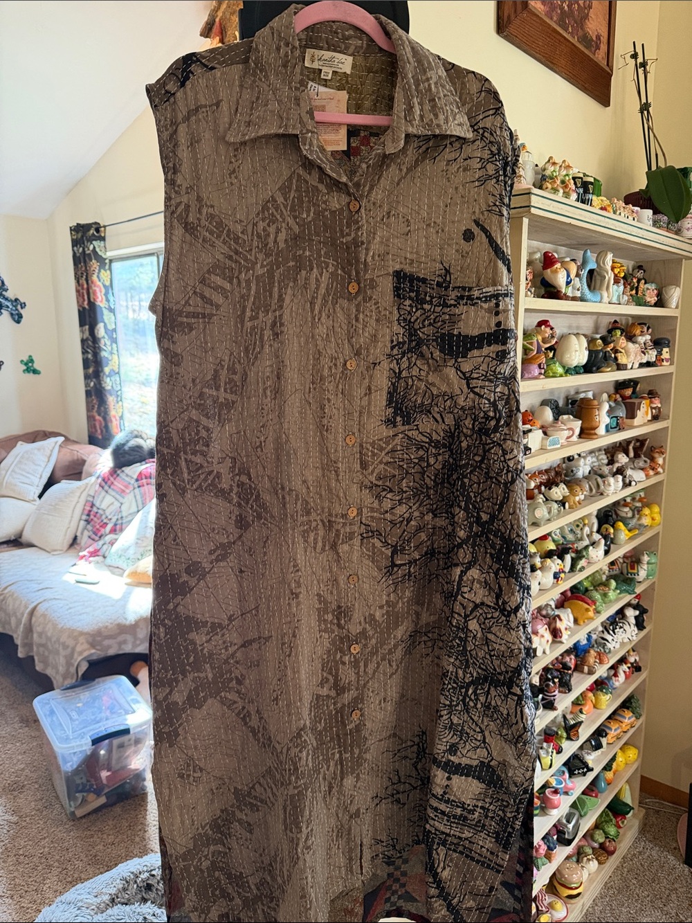 Kantha Bae Good Vibes Duster dress NWT- checkerboard pattern on silk 🏁